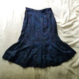 Beautiful Paisley Rayon Fitted Flare Skirt Purple and Teal and Green w side zip